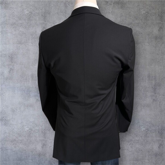CALVIN KLEIN Men's Blazer 40L Sport Coat Two Button Jacket Black Stretch Wool - Picture 12 of 14